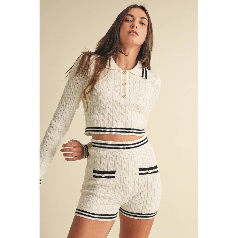 Cable-Knitted Sweater Top S