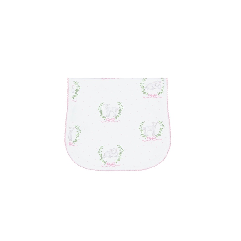Pink Lamb Print Burp Cloth Pink One Size