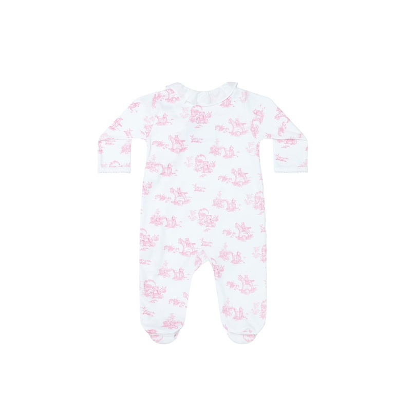 Pink Toile Crossover Footie Pink 0 – 3M