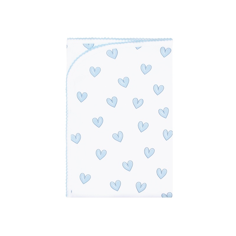 Blue Heart Print Blanket Blue One Size
