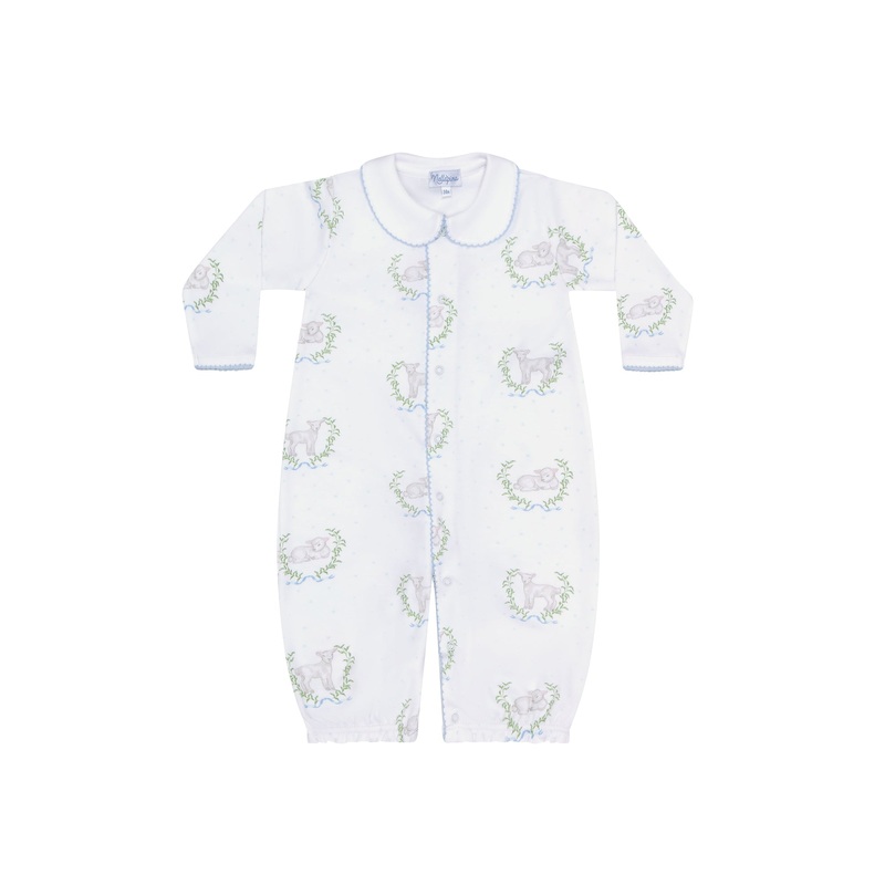 Blue Lamb Print Converter Gown Blue New Born