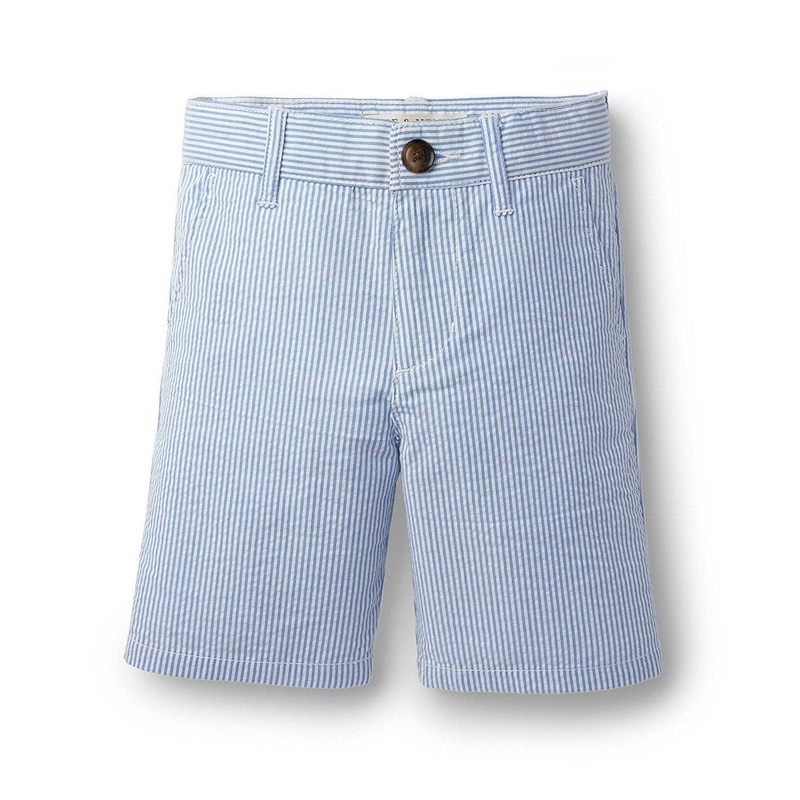 Hope and Henry – Organic Seersucker Short Blue Seersucker 6