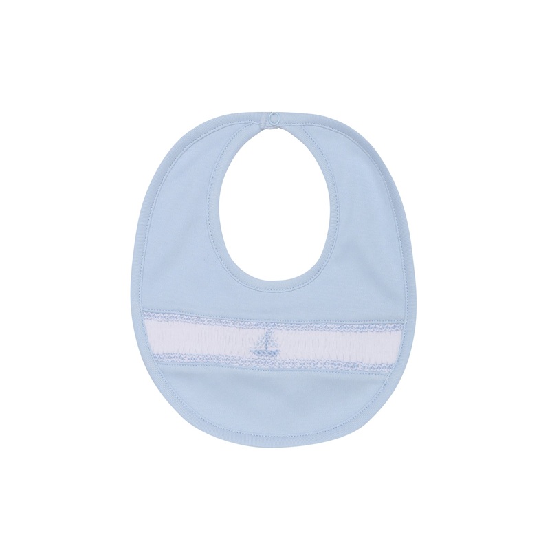 Sailboat Smocked Bib Blue One Size