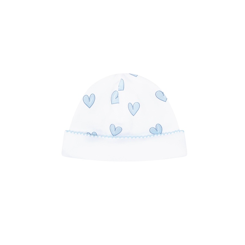 Blue Heart Print Hat Blue One Size