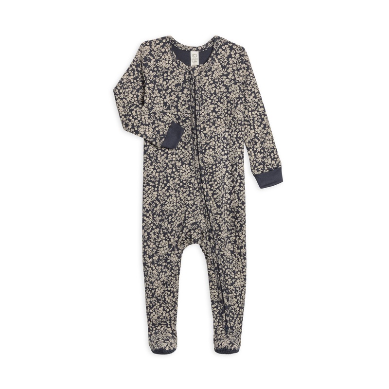 Colored Organics – Organic Baby Peyton Footed Sleeper Chicory Floral/Navy Newborn