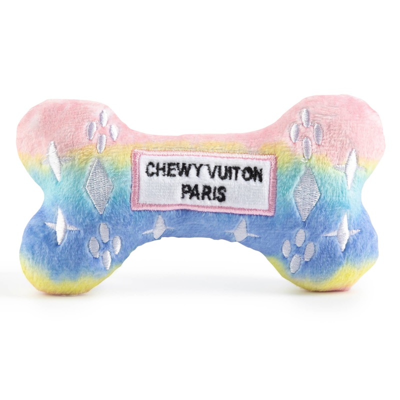 Haute Diggity Dog – Pink Ombre Chewy Vuiton Bone Squeaker Dog Toy: Small / Mini