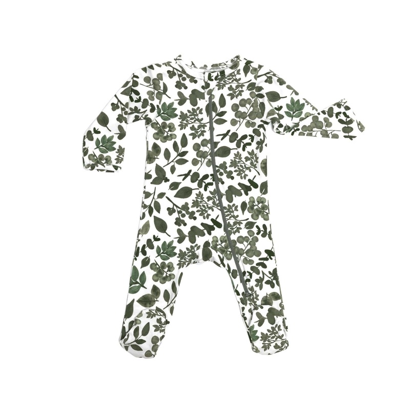 Organic Footie – Green Leaves Newborn