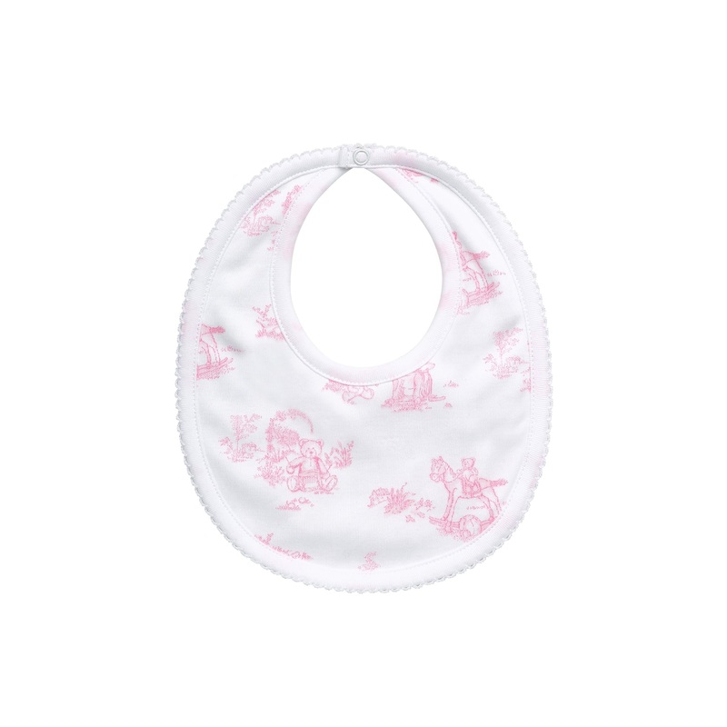 Pink Toile Baby Bib Pink One Size