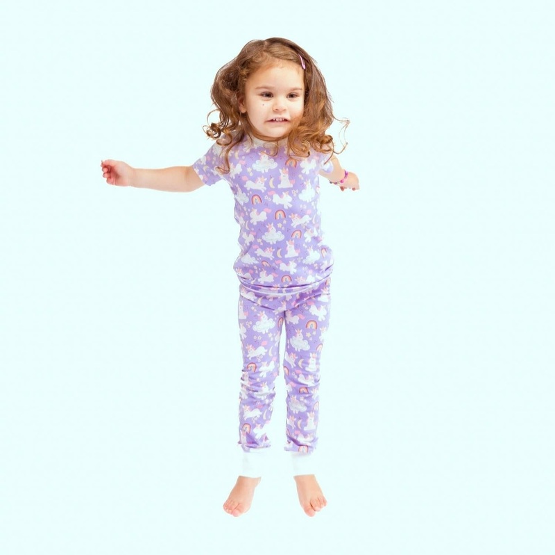 Short Sleeve Kids Pajamas – Unicorns 12-18 Months