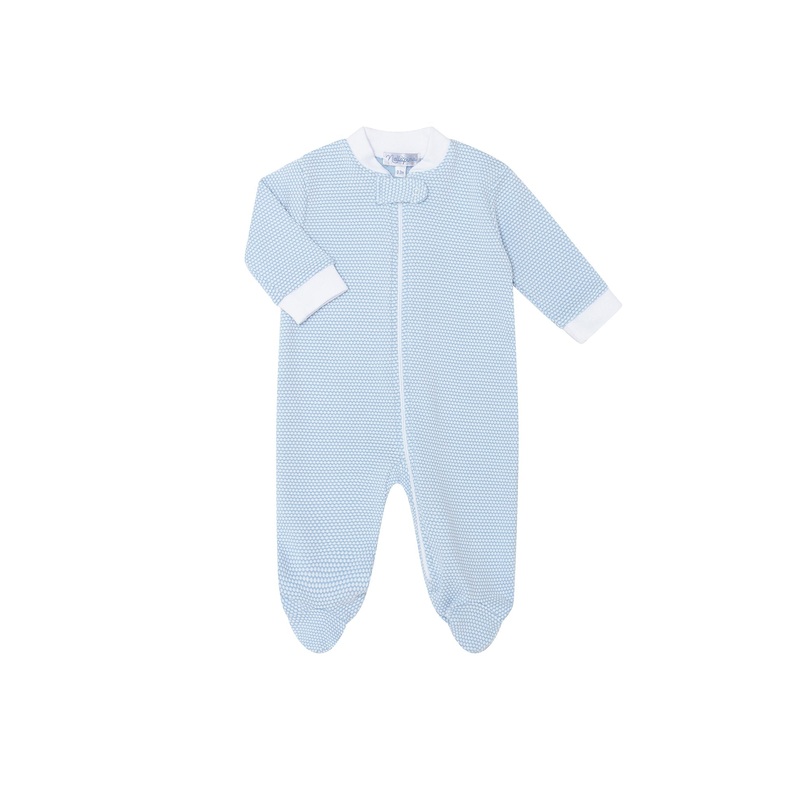 Blue Bubble Zipper Footie Blue New Born