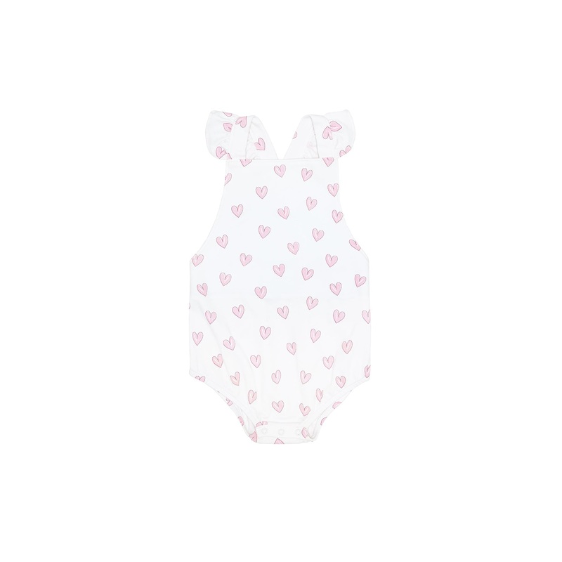 Pink Heart Print Ruffle Bubble Pink 3 – 6M