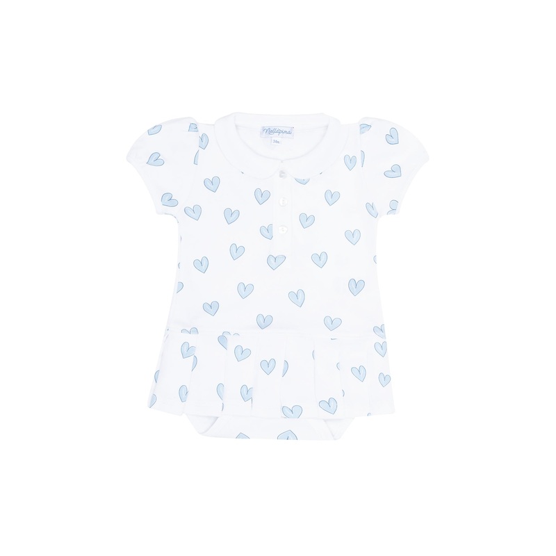 Blue Heart Print Onesie Dress Blue 3 – 6M