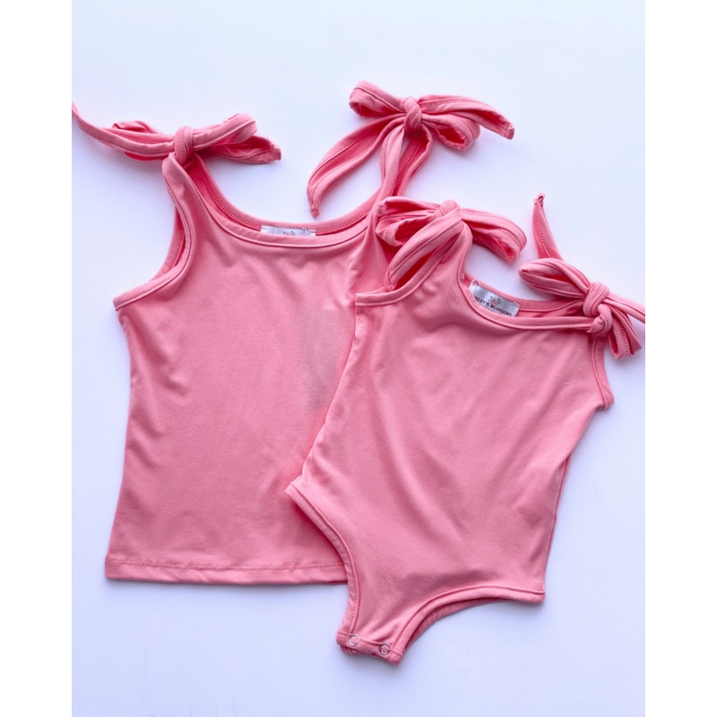 Madden Tie Shoulder Tank Top & Leotard – Dark Coral Pink 0-3months