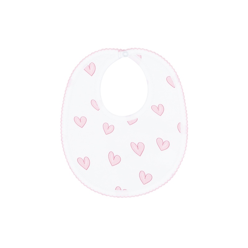 Pink Heart Print Bib Pink One Size