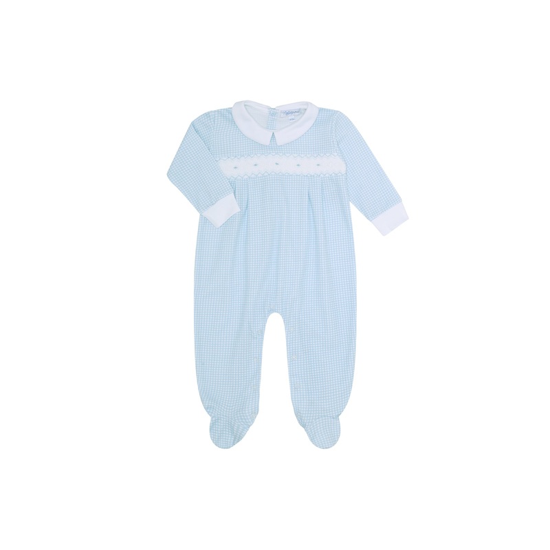 Blue Gingham Smocked Footie Blue 0 – 3M