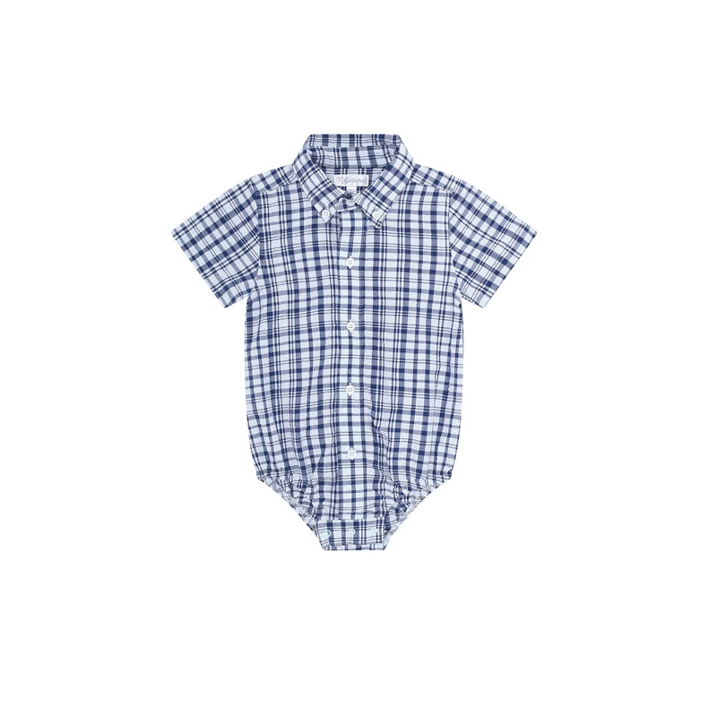 Blue Plaid Pima Cotton Onesie Shirt Blue 3 – 6M