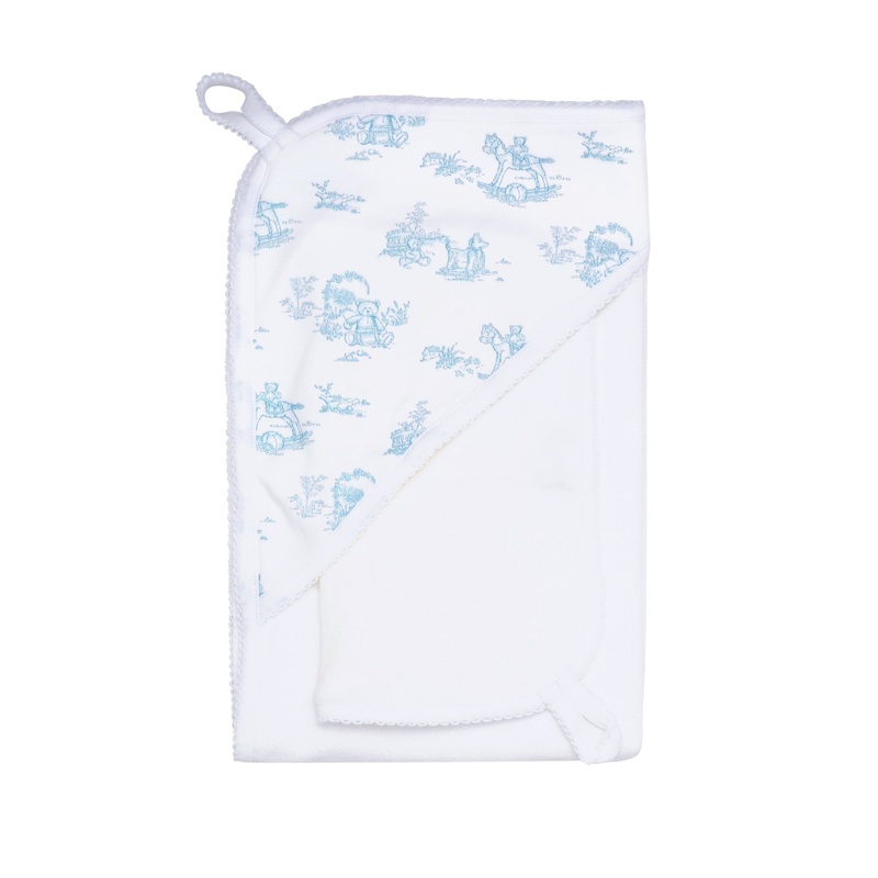 Blue Toile Hooded Towel Blue One Size