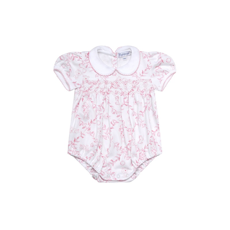 Pink Bears Trellace Smocked Bubble Pink 0 – 3M