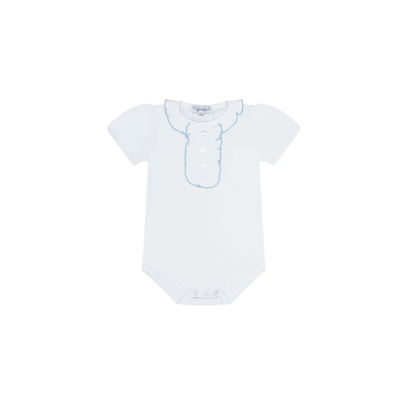 Ruffle Short Sleeve Onesie Blue 0 – 3M