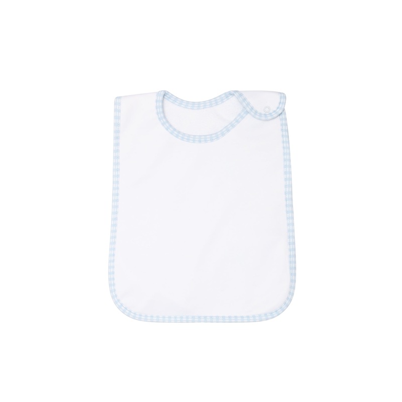 Blue Gingham Feeding Bib Blue One Size