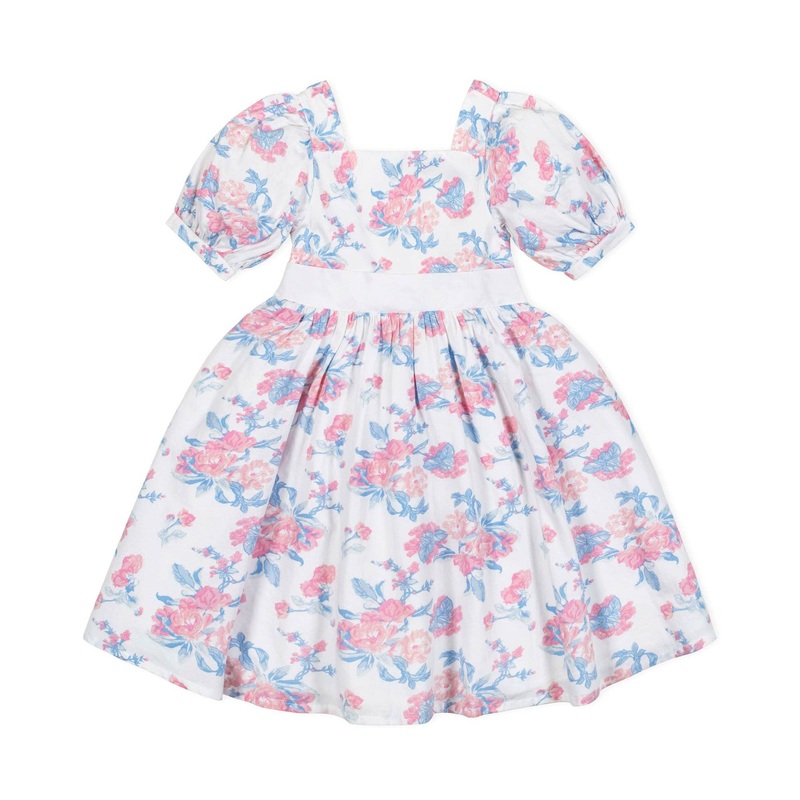 Hope and Henry – Organic Puff Sleeve Party Dress Bouquet Floral 2T