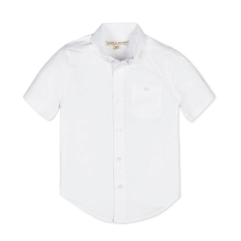 Hope and Henry – Organic Stretch Poplin Short Sleeve Shirt Small White Short Sleeve