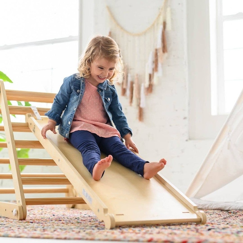 Little Partners – 2-in-1 Climbing Ramp Slide Natural