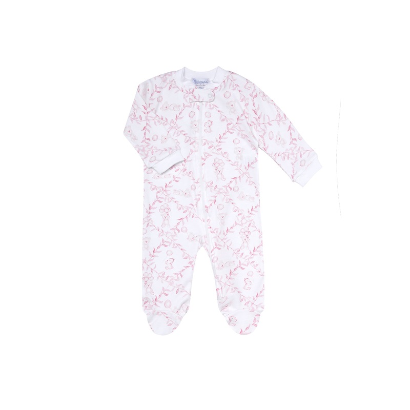 Pink Bears Trellace Zipper Footie Pink New Born
