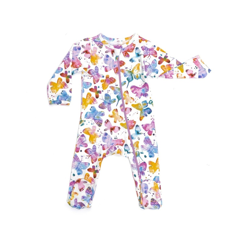 Organic Footie – Butterflies Newborn