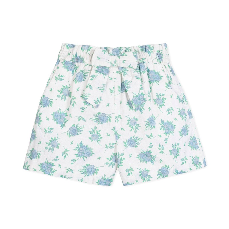 Hope and Henry – Linen Pull-On Paperbag Shorts Coastal Cottage Floral 2T