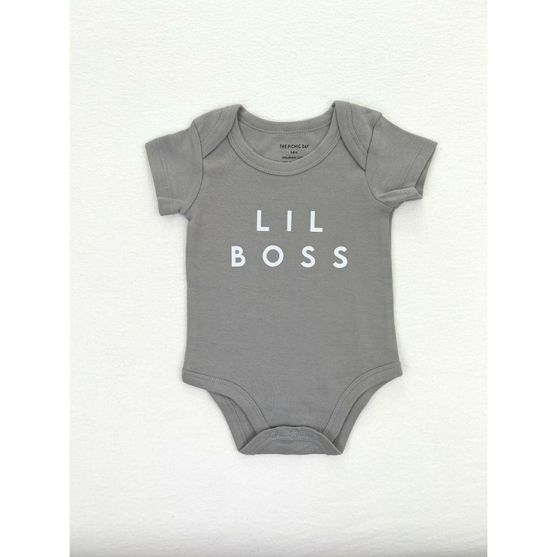 Lil Boss Organic Cotton Romper Ash Gray 3-6m