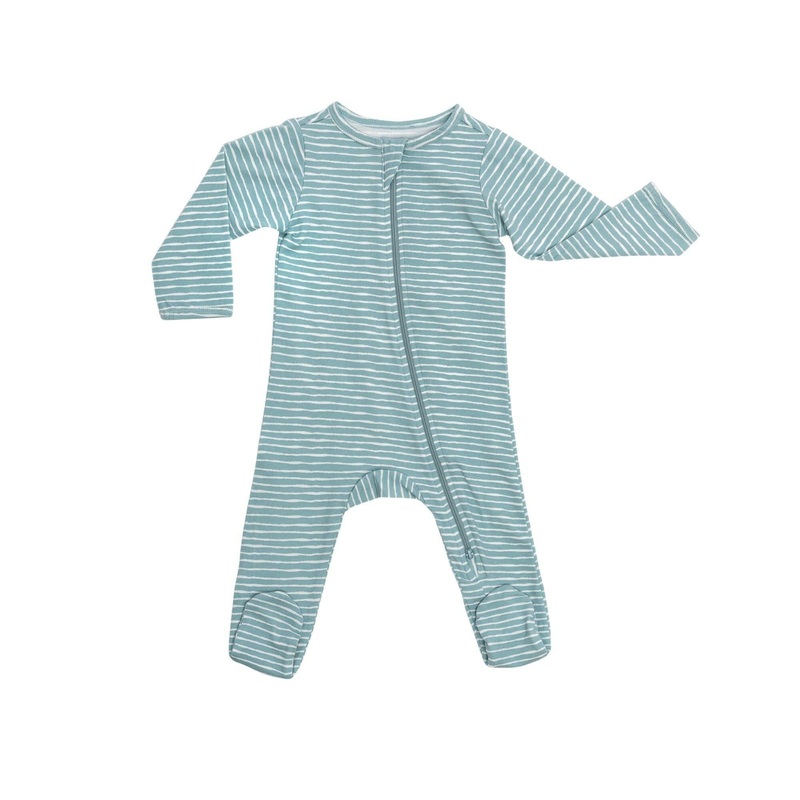 Organic Footie – Green Stripes Newborn