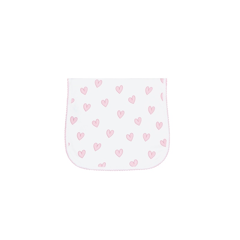 Pink Heart Print Burp Cloth Pink One Size