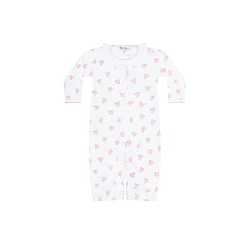 Pink Heart Print Converter Gown Pink New Born