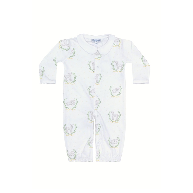 Yellow Lamb Print Converter Gown Yellow New Born