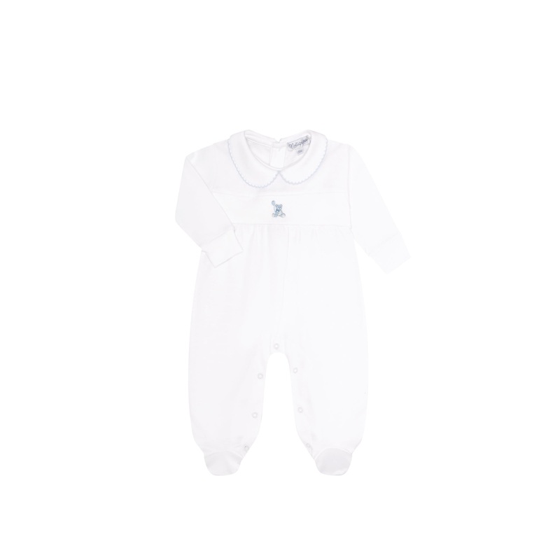 Blue Bear Embroidery Footie Blue 0 – 3M