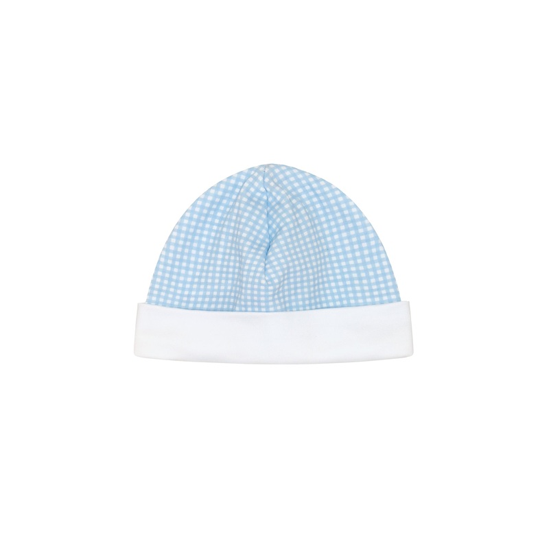 Blue Gingham Baby Hat Blue One Size