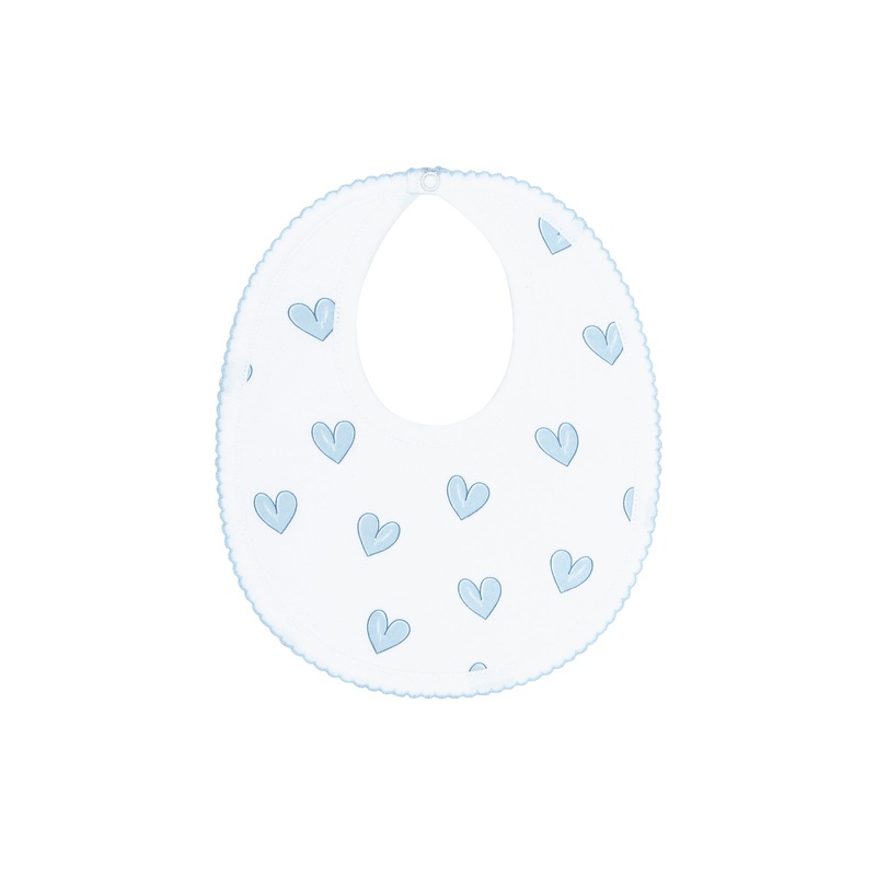 Blue Heart Print Bib Blue One Size