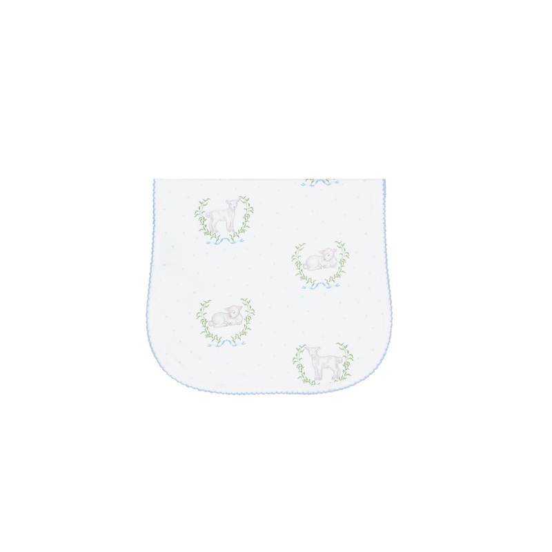 Blue Lamb Print Burp Cloth Blue One Size
