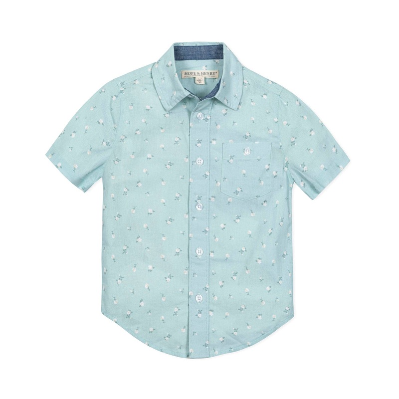 Hope and Henry – Linen Short Sleeve Button Down Shirt XX-Small Tea Room Floral