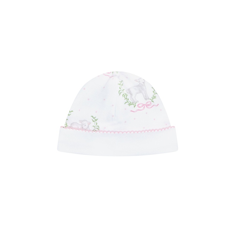 Pink Lamb Print Hat Pink One Size