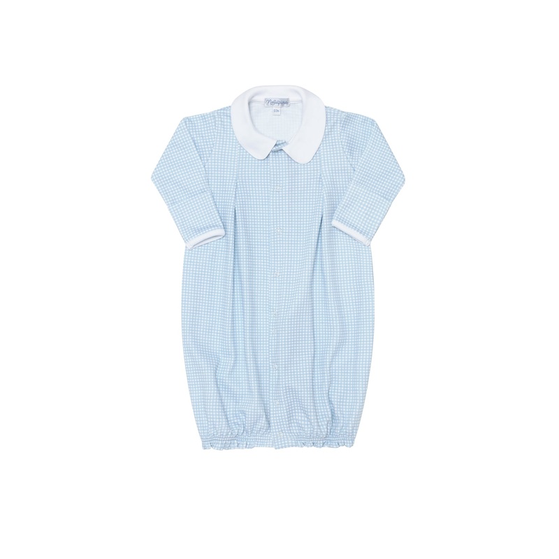 Blue Gingham Converter Gown Blue New Born