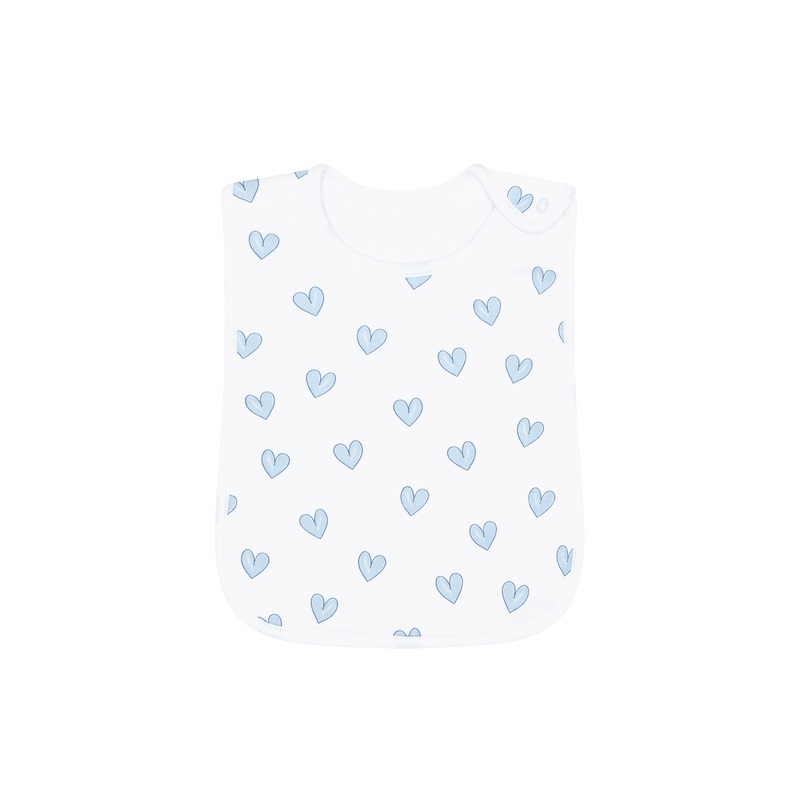 Blue Heart Print Feeding Bib Blue One Size