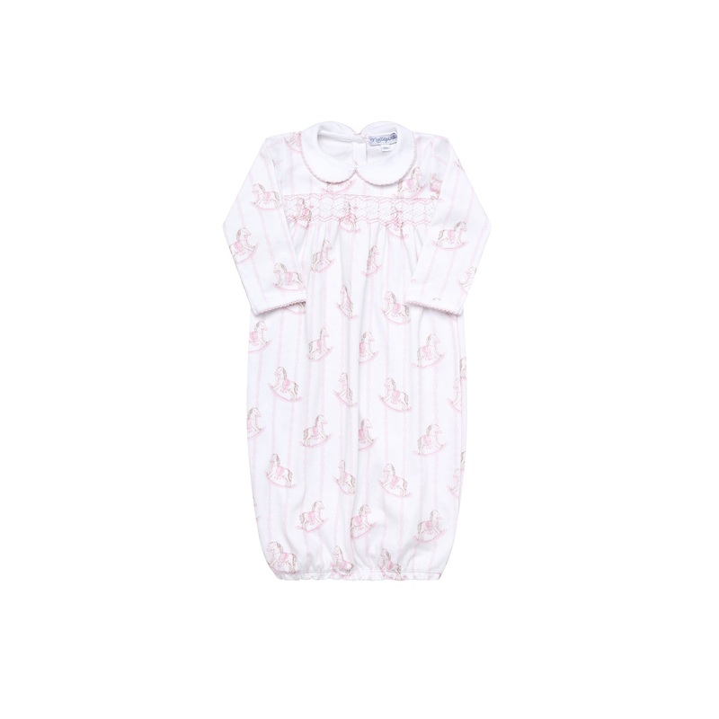 Pink Rocking Horse Smocked Gown Pink 0 – 3M
