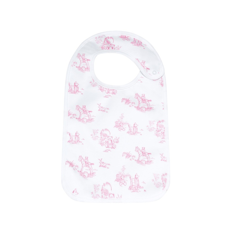 Pink Toile Baby Feeding Bib Pink One Size