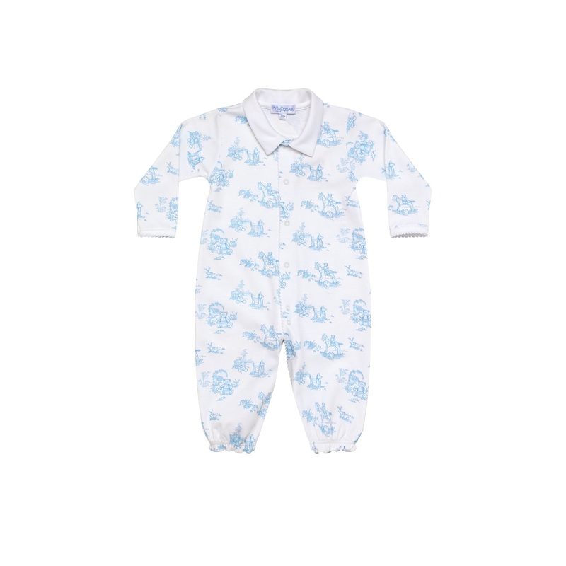 Blue Toile Baby Converter Gown Blue New Born