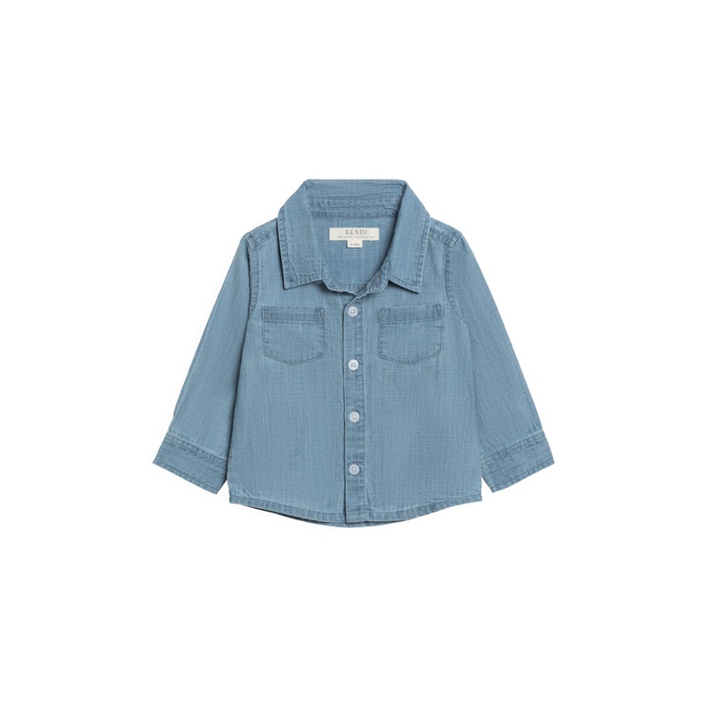 Colored Organics – Hayes Chambray Long Sleeve Collared Shirt 2T