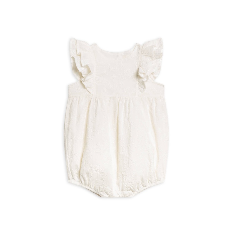 Colored Organics – Organic Elowyn Eyelet Ruffle Bubble Romper 3-6m