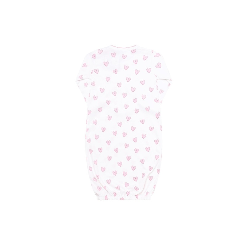 Pink Heart Print Gown Pink 0 – 3M