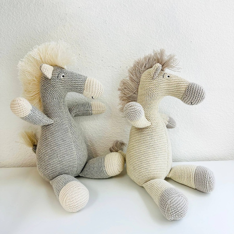 Viverano Organics – Horse Knit Stuffed Animal Soft Baby Toy (Organic Cotton) One Size Natural Heather